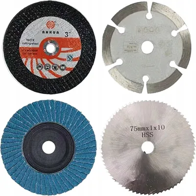 A collage of four different cutting and grinding wheels.