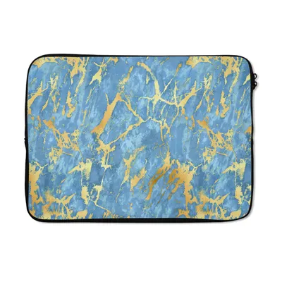 Produktbild von MuchoWow® Laptop Hülle 13 Zoll Marmor - Gold - Blau Laptoptasche - Laptophülle - Sleeve - Rundumschutz