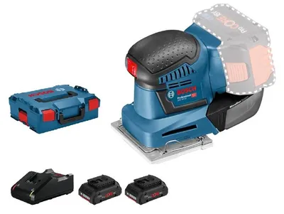 Image de Ponceuse vibrante 18V GSS 18V-10 + 2 batteries Procore 4Ah + chargeur GAL 18V-40 + coffret L-BOXX - BOSCH - 06019D020Q
