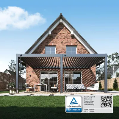 Produktbild von Deluxe Plus Wand Pavillon Terrassenüberdachung Aluminium 4 x 6 M