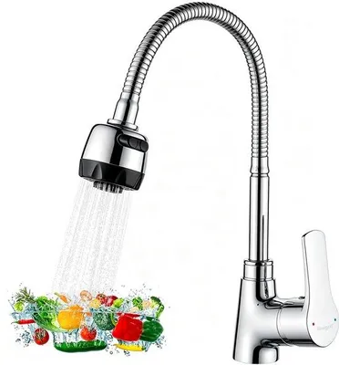 Productafbeelding van Keukenkraan met flexibele slang en handdouche, mengkraan voor spoelbak, chroom