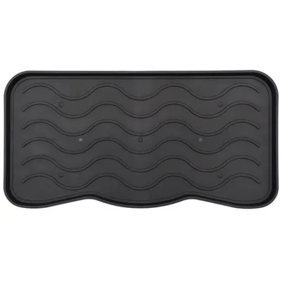Produktbild von e-floor Schuhablage 38x75 cm Signet Schwarz – Wasserdichte, pflegeleicht, Kunststoffmatte schützt Böden vor Schmutz & Wasser, hält 3 Paar Schuhe