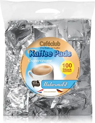 Produktbild von Cafeclub Kaffeepads Supercreme Naturmild 100 Stück milde Röstung