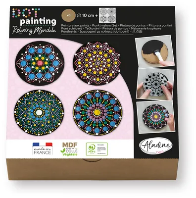 Obrázek produktu pro Aladine kreativní sada pro malování teček - 8 podtácků 10 cm Malování