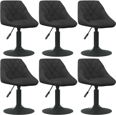 Image de The Living Store Chaises de salle à manger 6 pcs. Pivotant Noir Velours