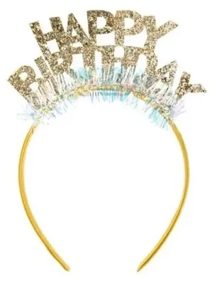 Produktbild von Haarreif Happy Birthday Diadem Geburtstag gold Glitter