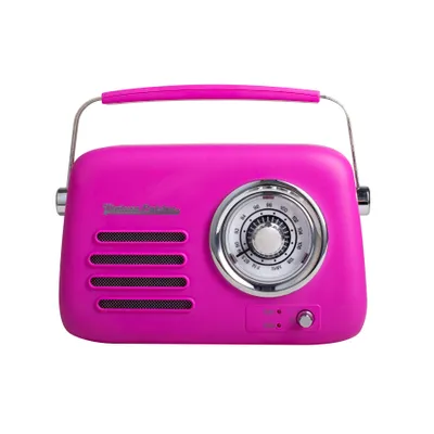 Zdjęcie produktu dla Retro radio chrom z głośnikiem bluetooth Vintage Cuisine - kolory lata - matowe - Fuksja