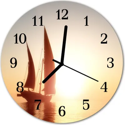 Produktbild von Glasuhr Wanduhr Küchenuhr Echt-Glas 30fi cm Segelboot mehrfarbig