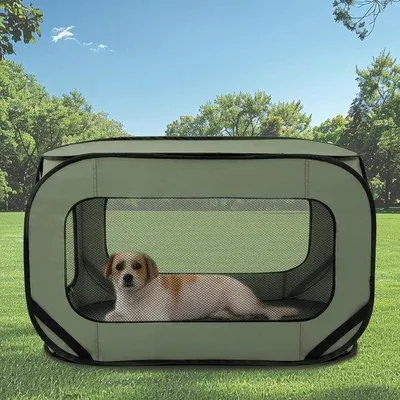 Produktbild von Faltbarer Hundetransportkorb, 92 x 52 x 52 cm - Oxford-Stoff, atmungsaktiv, Tragetasche für Auto & Reisen, geräumiger Hundekorb (Grün)