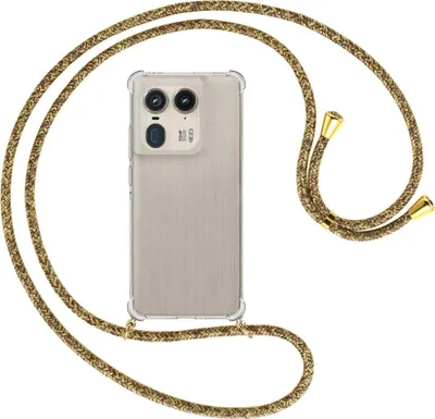 Produktbild von Handykette Backcover-Schutzhülle mit Band (Metall goldfarben) für Motorola Edge 50 Ultra 5G - braun+beige