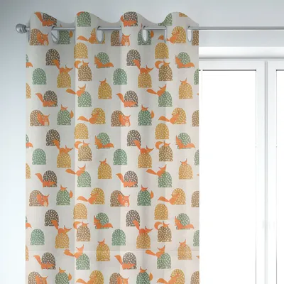 Produktbild von SCHÖNER LEBEN. Vorhang Eichhörnchen Hügel mint braun ocker orange 245cm oder Wunschlänge Aufhängung Ösen