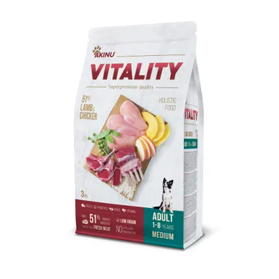 Obrázek produktu pro Akinu VITALITY Jehněčí & kuřecí granule krmivo pro psy středních plemen 3 kg