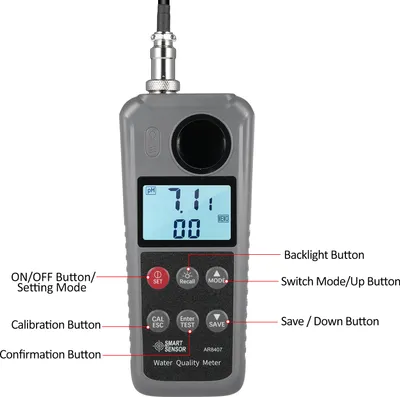 Obrázek produktu pro SMART SENSOR 6 v 1 Digitální tester rozpuštěného kyslíku Detektor kvality vody Hodnota pH Teplota Amoniakální dusík Toxický amoniakální dusitan Měřič rozpuštěného kyslíku Monitor kvality vody se sondou DO