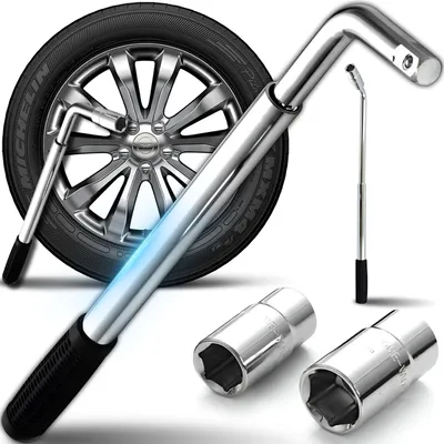 Produktbild von Radmutternschlüssel Teleskop Radschlüssel Schlüssel Teleskop-Radmutternschlüssel 1/2" Antrieb mit 2 Nüssen 17/19mm 21/23mm KFZ PKW Radschrauben Retoo