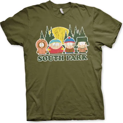 Produktbild von South Park Distressed T-Shirt - Small - Olive