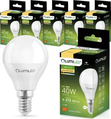 Produktbild von LUMILED LED Lampen E14 P45 5W ersetzt 40W 6 Stück 470lm 3000K Warmweiß 180° 230V Birne Leuchtmittel Tropfenform Kugel