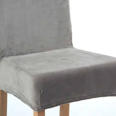 Produktbild von BESTCOVERS VELVET 2.0 Samt Stretch Plüsch Elasthan Stuhlhussen Universal GREY