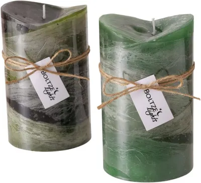 Productafbeelding van BOLTZE Gradiëntkaars in groene kleur, stompkaars, 15 cm (1 stuk)
