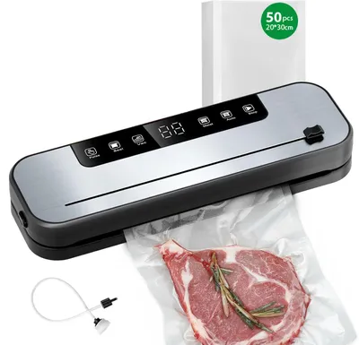Produktbild von Fine Life Pro Vakuumierer Vakuumiergerät für kontinuierliches Arbeiten mit hoher Geschwindigkeit inkl. 50 Vakuumier-Beutel und Schlauch