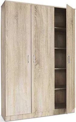 Image de Armoire de rangement Ray 120cm avec 3 portes et 4 étagères - Chêne Sonoma