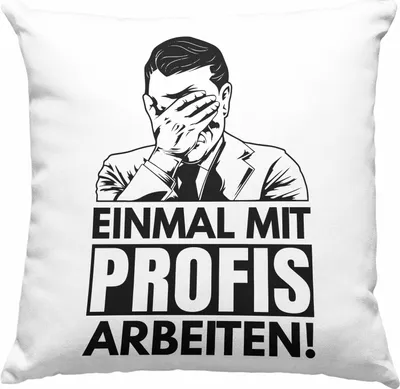 Produktbild von Trendation - Einmal Mit Profis Arbeiten Handwerker Deko-Kissen mit Füllung 40x40 Geschenk Spruch Männer Arbeit Maurer Schreiner Tischler (Blau)
