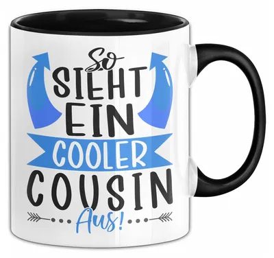 Produktbild von Cousin Tasse Geschenk So Sieht Ein Cooler Cousin Aus Geschenkidee Bester Cousin Kaffee-Becher (Schwarz)