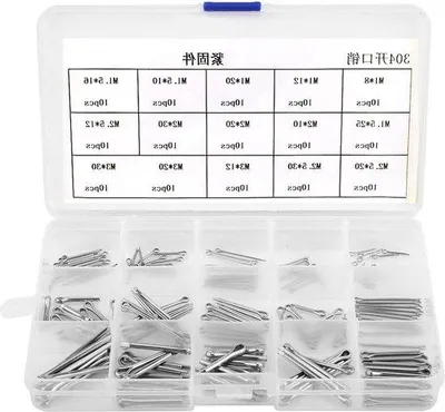 Produktbild von 150 Stück 304 Edelstahl-Splitterfeder Assortiment - M1 M3 V4a - Stahl-Splitterfeder-Kit mit 15 Arten.