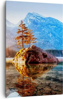 Produktbild von Bild auf Leinwand - Leinwandbild - Einteilig - Morgendämmerung Berge See - 80x120cm - Wand Bild - Wanddeko - Wandbilder - Leinwanddruck - Wanddekoration - Leinwand bilder - Wandbild - PA80x120-4617