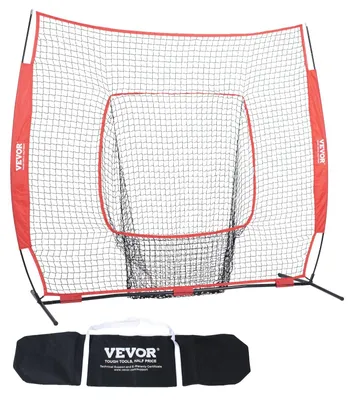Imagen del producto de VEVOR, red de entrenamiento para béisbol y softball de 213,4 x 106 x 210 cm, red de lanzamiento para béisbol, ideal para bateo, atrapadas, lanzamientos y como protección trasera. Incluye estructura de arco, bolsa de transporte y zona de bateo