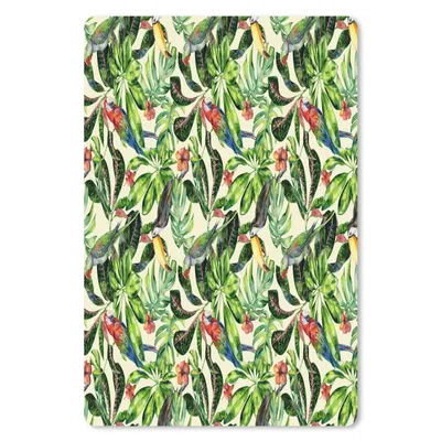 Produktbild von MuchoWow® Mauspad Mousepad Blumen - Hibiskus - Vogel - Muster 40x60 cm - Mousepads - Maus Mat - Pad - Mausunterlage - Schreibtisch Accesoire