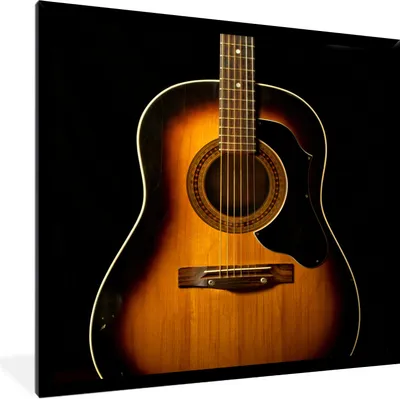 Produktbild von MuchoWow® Gerahmtes Poster Akustische Gitarre auf schwarzem Hintergrund 40x40 cm - Poster mit Schwarzem Bilderrahmen Wandposter Rahmen Foto Bilder - Mit Rahmen - Wanddekoration Schlafzimmer