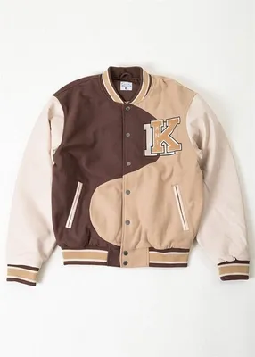 Produktbild von Kinder-Collegejacke Karl Kani Retro Patch Wavy Block College Jacket, braun/beige/hellbeige - Größe S