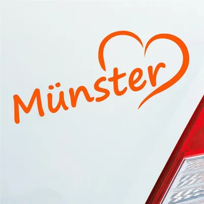 Produktbild von Auto Aufkleber Münster Herz Heart Stadt City Liebe Love 18,5x8 cm Orange Sticker Heckscheibenaufkleber