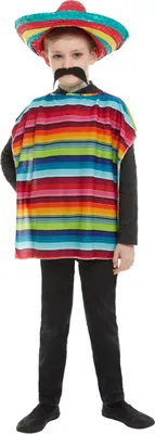 Produktbild von Poncho und Sombrero für Kinder bunt - Einheitsgröße