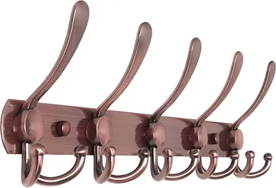 Image de TOJ Living Porte-manteau mural - 45CM - 15 Crochets - Crochets pour manteaux - Crochets pour armoire - Crochets muraux pour manteaux - Armoire - Porte-manteau mural - Support mural pour manteaux - Crochets muraux pour armoire - Edelstahl - Bronze