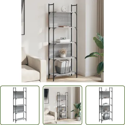 Produktbild von The Living Store Bücherregal 5 Böden Grau Sonoma 60,5x24x166,5 cm Holzwerkstoff