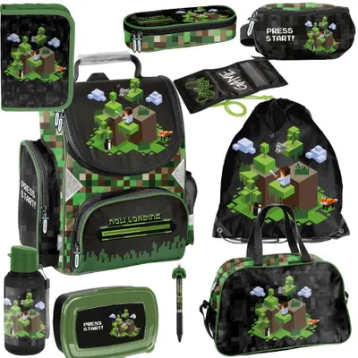 Produktbild von Mega Schulset XXL – PIXELS 10-teiliges Schulranzen-Set Für Jungen & Mädchen Klasse 1–4