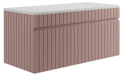 Produktbild von Waschbeckenunterschrank hängend mit Aufsatzplatte - Streifen-Optik - Rosa - 100 cm - SATARA