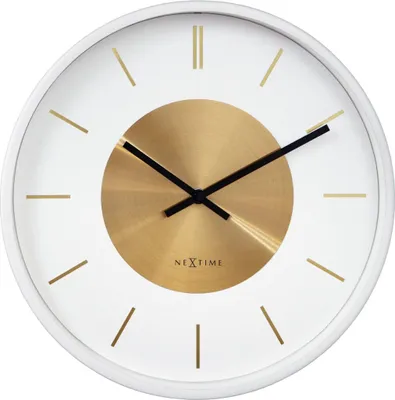 Obrázek produktu pro NeXtime 3535WI, Zeď, Hodiny, Kulatý, Zlato, Bílá, Kov, Baterie