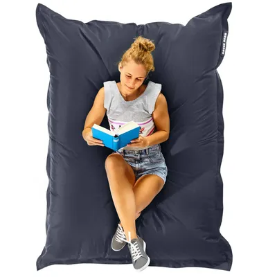 Produktbild von Green Bean Sitzsack "Square" XXL 140x180cm mit 380 Liter EPS Perlen - Riesensitzsack für Kinder & Erwachsene - Stahlgrau