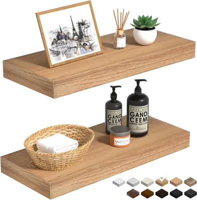 Produktbild von Wandregal Holz 40cm, Regal Eiche, 2er-Set Schweberegal Regal Wand