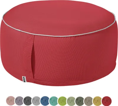 Produktbild von heimtexland Outdoor Pouf Sitzkissen wetterfest Garten Bodenkissen ausblasbar Fußhocker Yoga Lounge Hocker Tisch Party Deko Sitzsack 25x55 Typ551 Rot