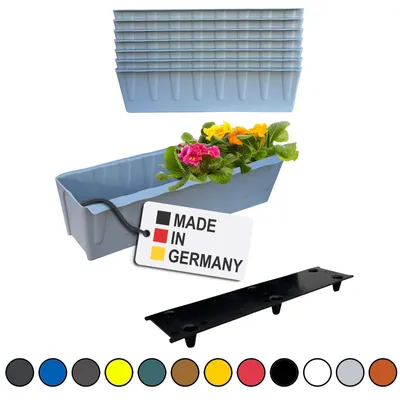 Image de BURI 6 inserts de jardinières pour palettes Euro avec tapis d'arrosage | 37,3cm Gris | Jardinière pour palette Euro | Balconnière | Pot de fleurs | en plastique solide | Germany