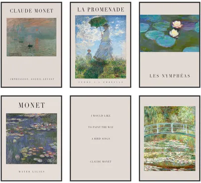6 Poster 21x30 cm, impressionistische Wanddekoration, Set