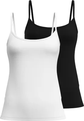 Produktbild von CALIDA Damen Spaghettitop 2er Pack - Essential Baumwolle, Unterhemd, Top, Jersey, einfarbig Weiß/Schwarz M (44/46)