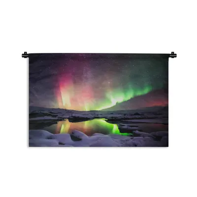 Produktbild von MuchoWow® Wandteppich Wandbehang Nordlichter - Schnee - Island 150x100 cm Tapisserie Dekoration Wandtuch - Waschbar - Tapisserien - Wand-Decke