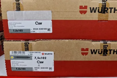 Produktbild von Art. 0234830102 Würth AMO III Schrauben 7,5 x 102 ohne Kopf AW 30 Fenstermontage, 200 Stück