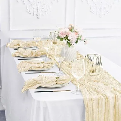 Obrázok produktu pre Biely obrus na stôl 90 x 300 cm pre dekoráciu v štýle boho