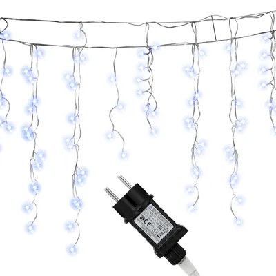 Image de Bettizia 10M LED Pluie de Glace Chaîne de Lumière Intérieur Rideau de Lumière 400 LEDs Cône de Glace Eclairage de Noël 8 ModesDécoration de Noël Fête Jardin Blanc Froid