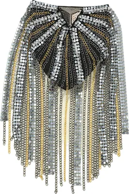 Produktbild von Schulter Epaulet Lange Quasten Metall Pailletten Strass DIY Elegante Männer Frauen Schulter Bord Abzeichen Brosche Business Anzug Zubehör-Schwarz